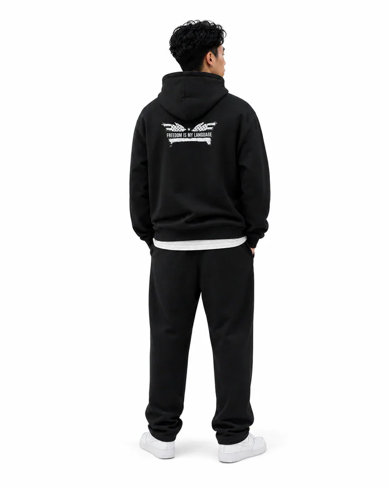 The Architect Hoodie Decree in Onyx Black, worn, back