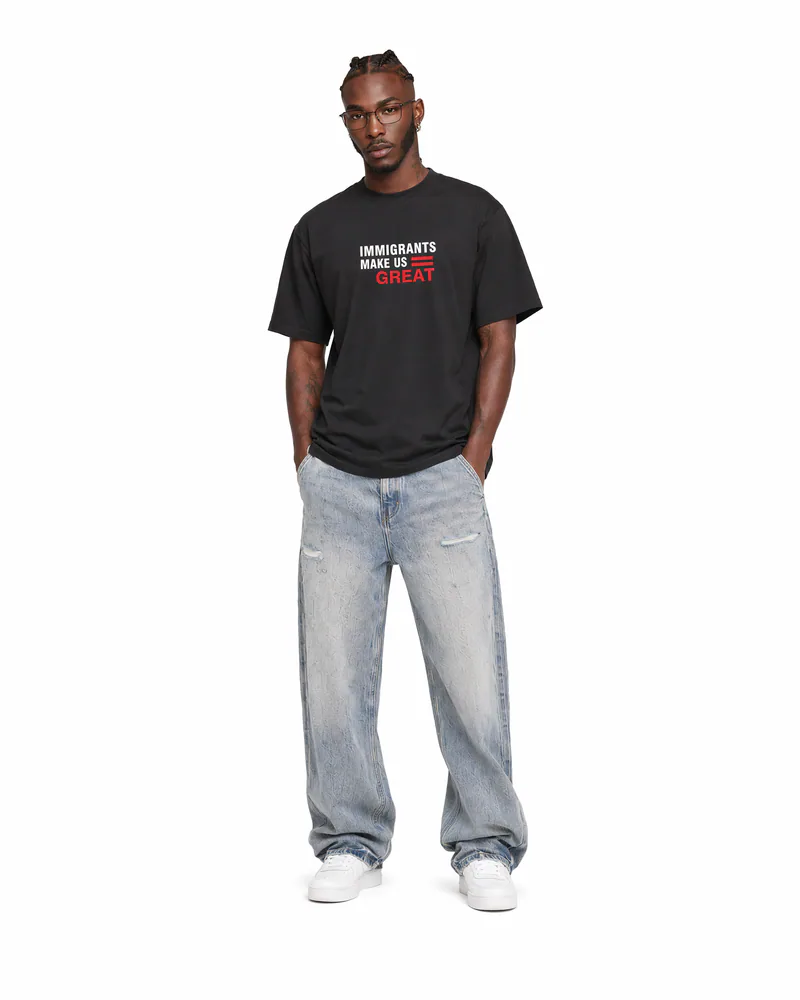 The Foundation Tee Decree in Onyx Black, worn, front